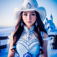 出力実験（女の子/青/雪） Realistic Vision V1.3